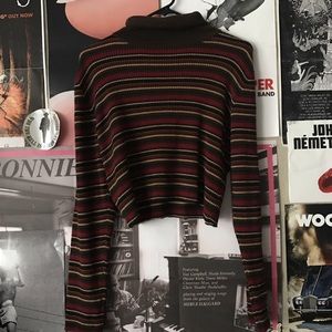cropped striped turtleneck